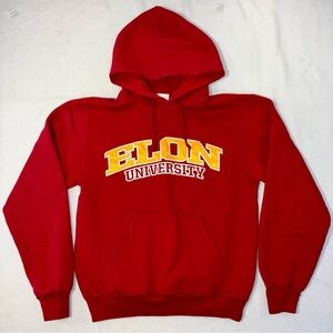 Vintage Champion Elon University Hoodie Adult Small Red Sweatshirt College